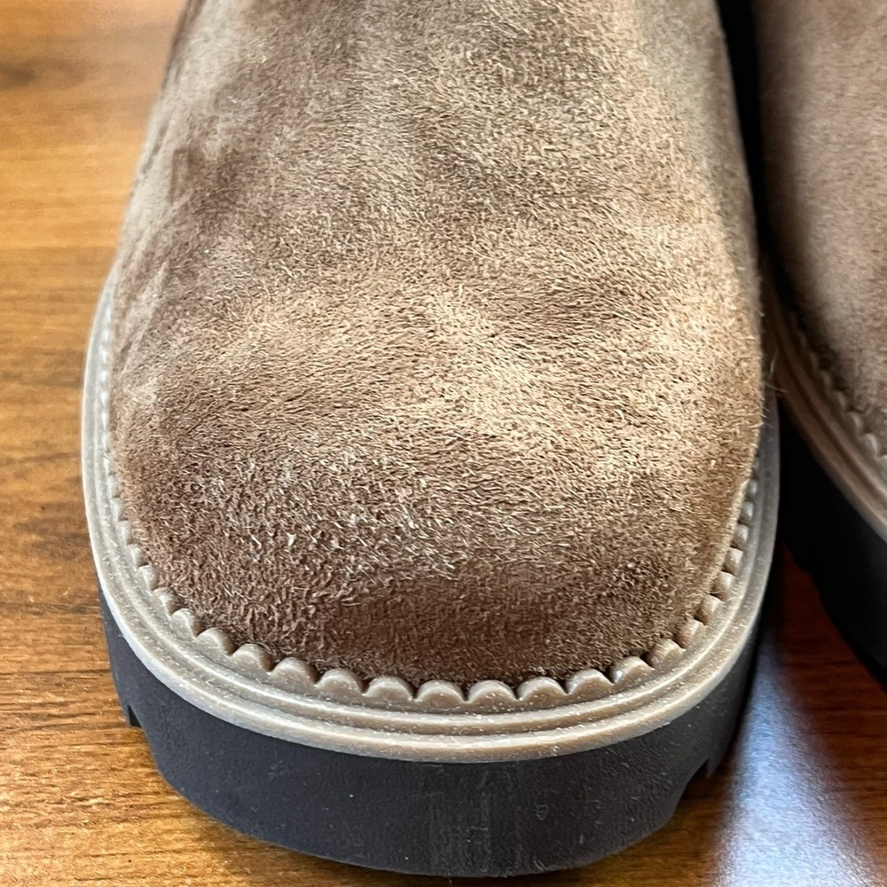 Vionic Fairfax Suede Tan Slip On Mules Clogs Sz 7.5 Lug Soles Orthopedic Insoles - Picture 13 of 15